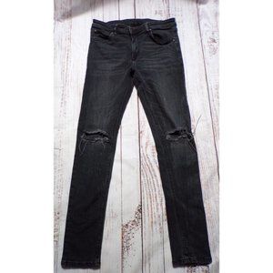 ASOS Mens Jeans Size 30x31 (Tag 32x32) Black Skinny Low Rise Distress -231387